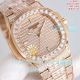 Luxury Replica PDF Factory Iced Out Patek Philippe Nautilus Rose Gold Diamond Watch (2)_th.jpg